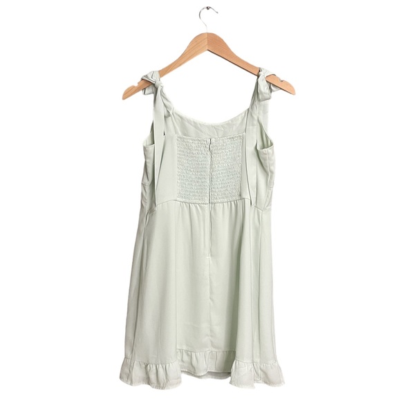 Abercrombie & Fitch Tie Sleeve Ruffle Mini Dress in Mint - Picture 3 of 7